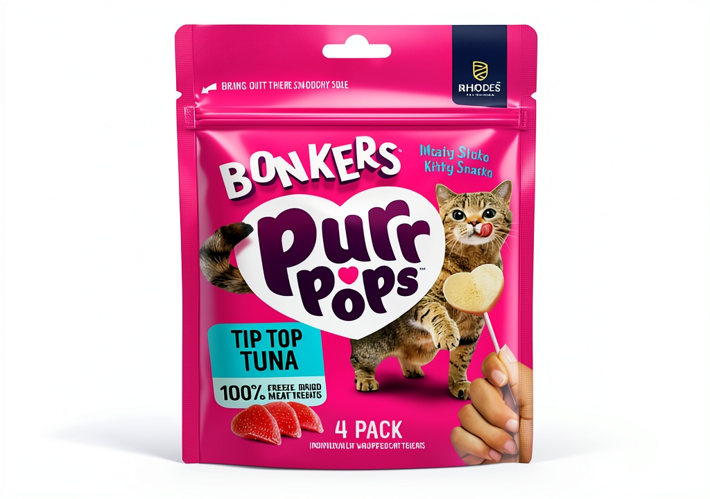 'Bonkers freeze-dried tuna cat treats in individual wrappers'
