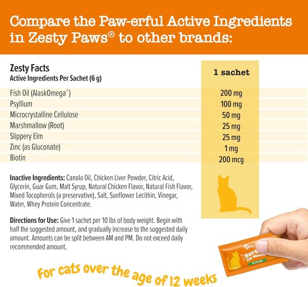 Zesty Paws Hairball Cat Squeeze Treats for Gut Health-3