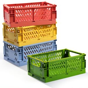 Pastel Crates Storage Office Supplies Pink Green-0