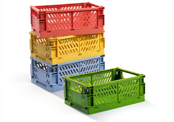 Pastel Crates Storage Office Supplies Pink Green-0