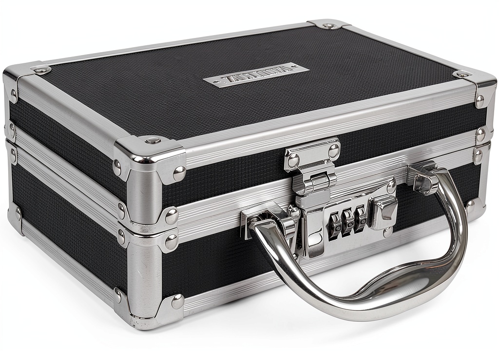 Vaultz lock box placed on a bedside table with medication bottles
