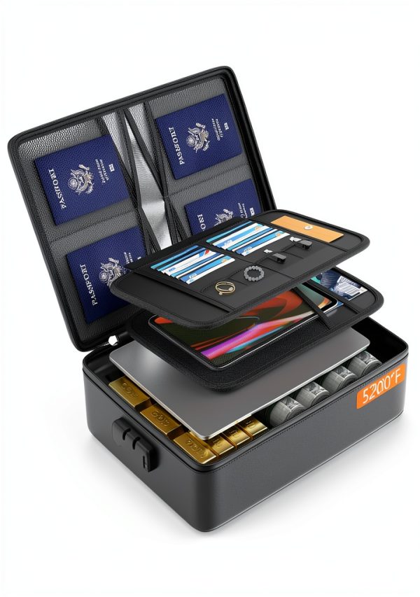 Fireproof Document Box GroTheory Black Portable-0