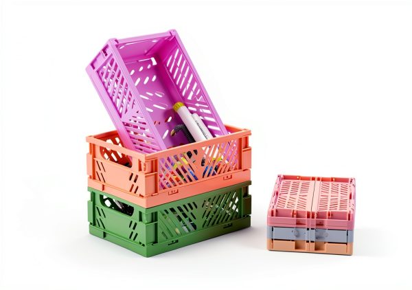 HUUSMOT Storage Crate Mini Set 6 Pack Collapsible Plastic Organizer-4