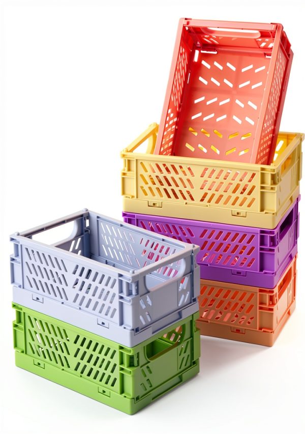 HUUSMOT Storage Crate Mini Set 6 Pack Collapsible Plastic Organizer-0