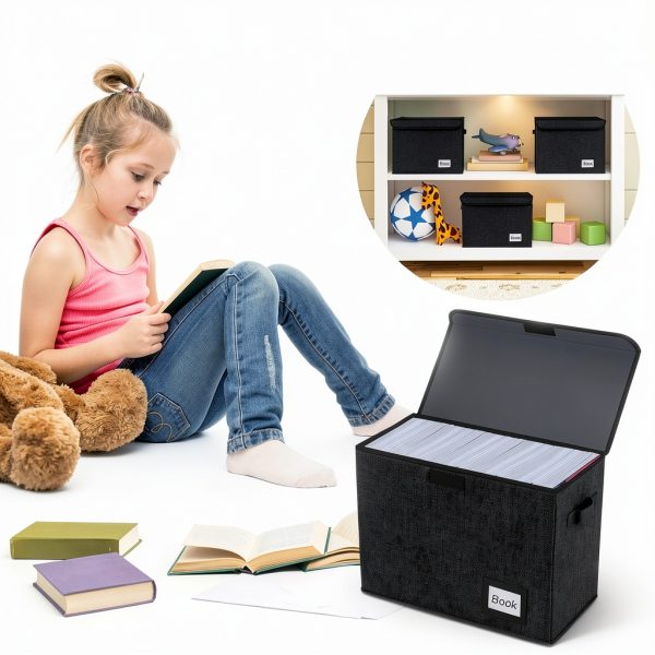 Comic Book Storage Box YNSZAS Collapsible Cotton Linen Black-5