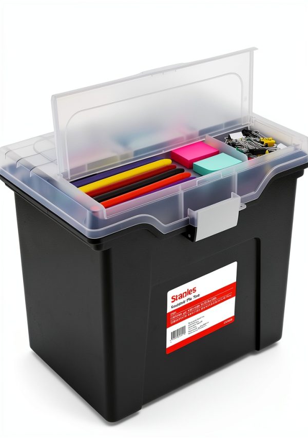 Staples Portable Tote File Organizer with Secure Latch Black-2