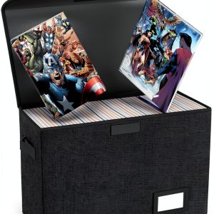 Comic Book Storage Box YNSZAS Collapsible Cotton Linen Black-0
