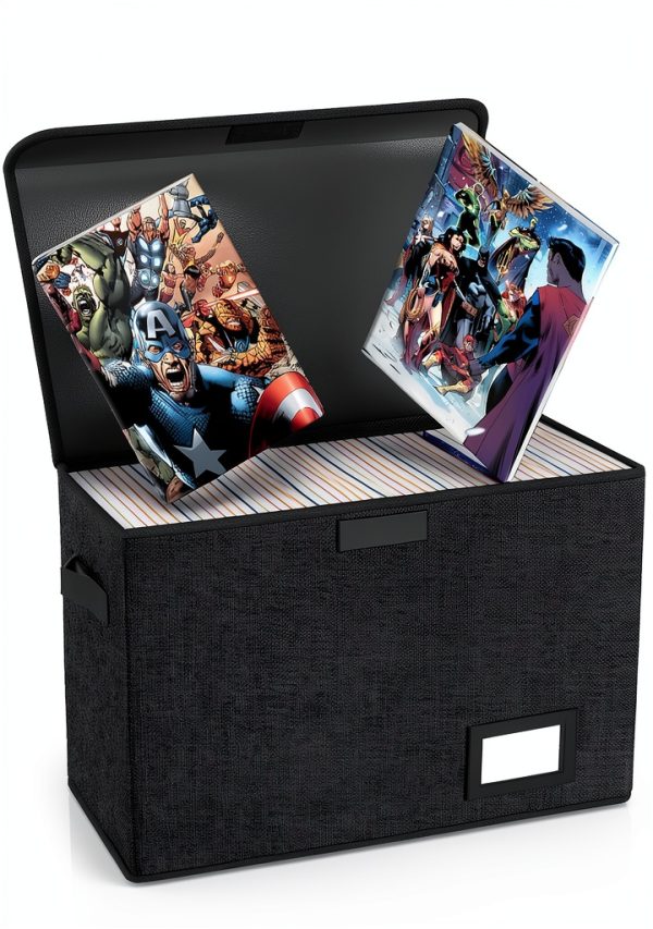 Comic Book Storage Box YNSZAS Collapsible Cotton Linen Black-0