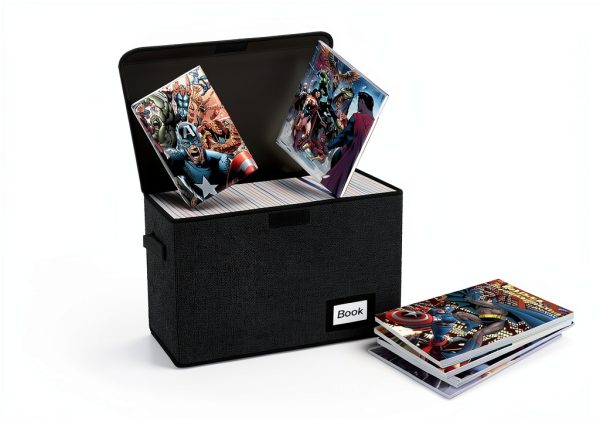Comic Book Storage Box YNSZAS Collapsible Cotton Linen Black-4