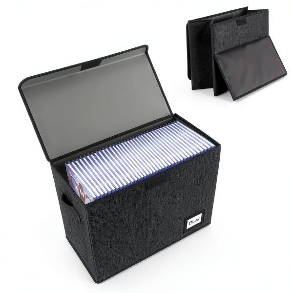 Comic Book Storage Box YNSZAS Collapsible Cotton Linen Black-3