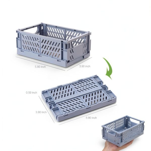 HUUSMOT Storage Crate Mini Set 6 Pack Collapsible Plastic Organizer-2