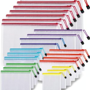 UMETDO Zipper Document Organizer Set 24pcs Multi-Color Plastic Pouches-0