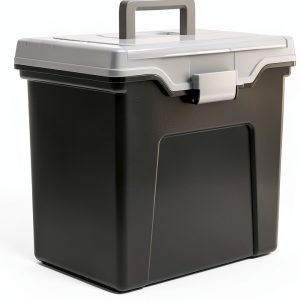 Staples Portable Tote File Organizer with Secure Latch Black-0