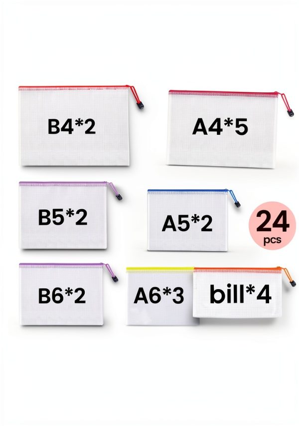 UMETDO Zipper Document Organizer Set 24pcs Multi-Color Plastic Pouches-1