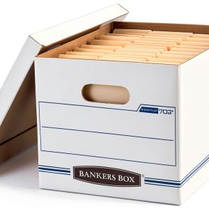 Bankers Box File Box 4‑Pack Portable Flip‑Top, 60% Recycled Cardboard-0