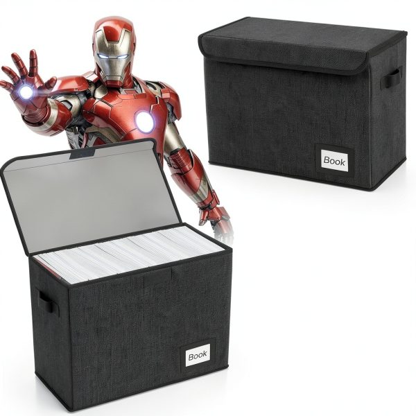Comic Book Storage Box YNSZAS Collapsible Cotton Linen Black-1