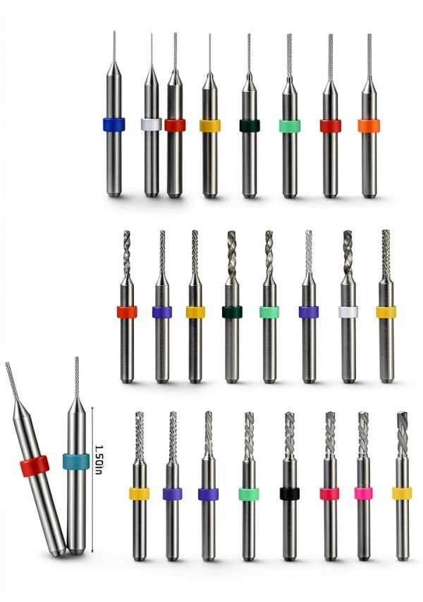 Lothee 30 Pcs Shank Tungsten Carbide Micro Drill Bits Set, Tungsten Steel PCB Print Circuit Board Flute CNC Router Bits for Rough Stone Print Circuit Board Jewelry Engraving (0.1-3.0 mm)-1
