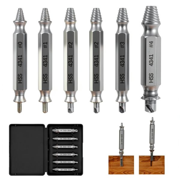 6PCS Damaged Screw Extractor Set with HSS Material – Professional Drill Bit Kit for Stripped and Broken Screw Removal-1