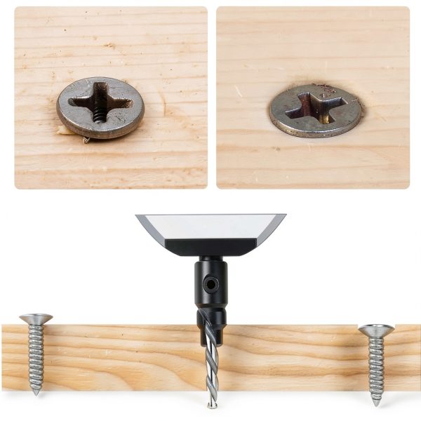 DIY Woodworking 4pcs Countersink Drill Bit Set with 1/4" Hex Shank, 1 L-Wrench #5#6#8#10#12-1