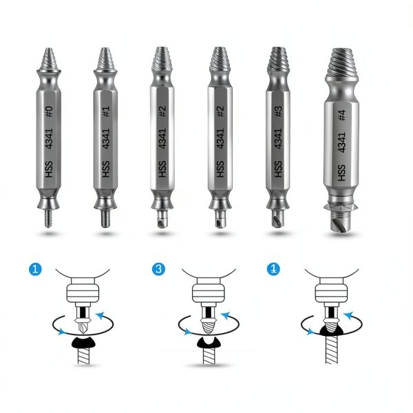 6PCS Damaged Screw Extractor Set with HSS Material – Professional Drill Bit Kit for Stripped and Broken Screw Removal-2
